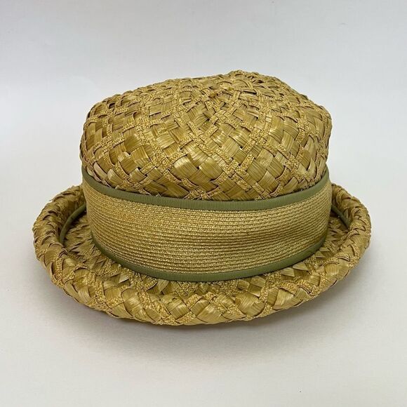 Vintage 60s YSL Yves Saint Laurent Straw Raffia Basket Weave Paris Chic Brim Hat main image 11